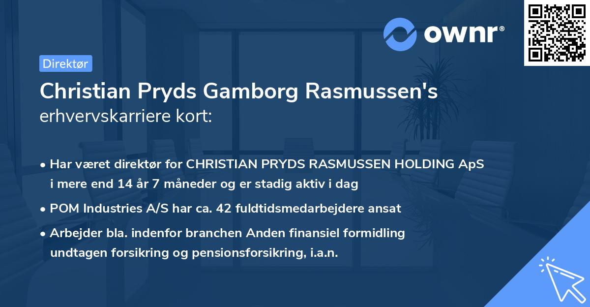 Christian Pryds Gamborg Rasmussen's erhvervskarriere kort