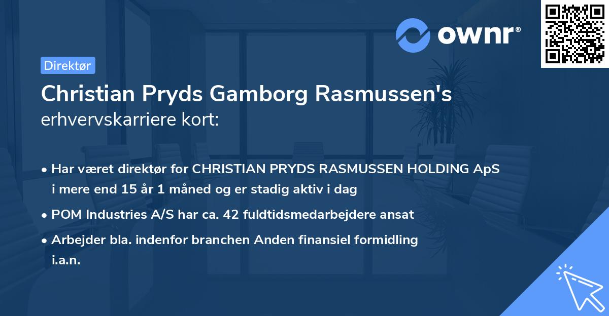 Christian Pryds Gamborg Rasmussen's erhvervskarriere kort