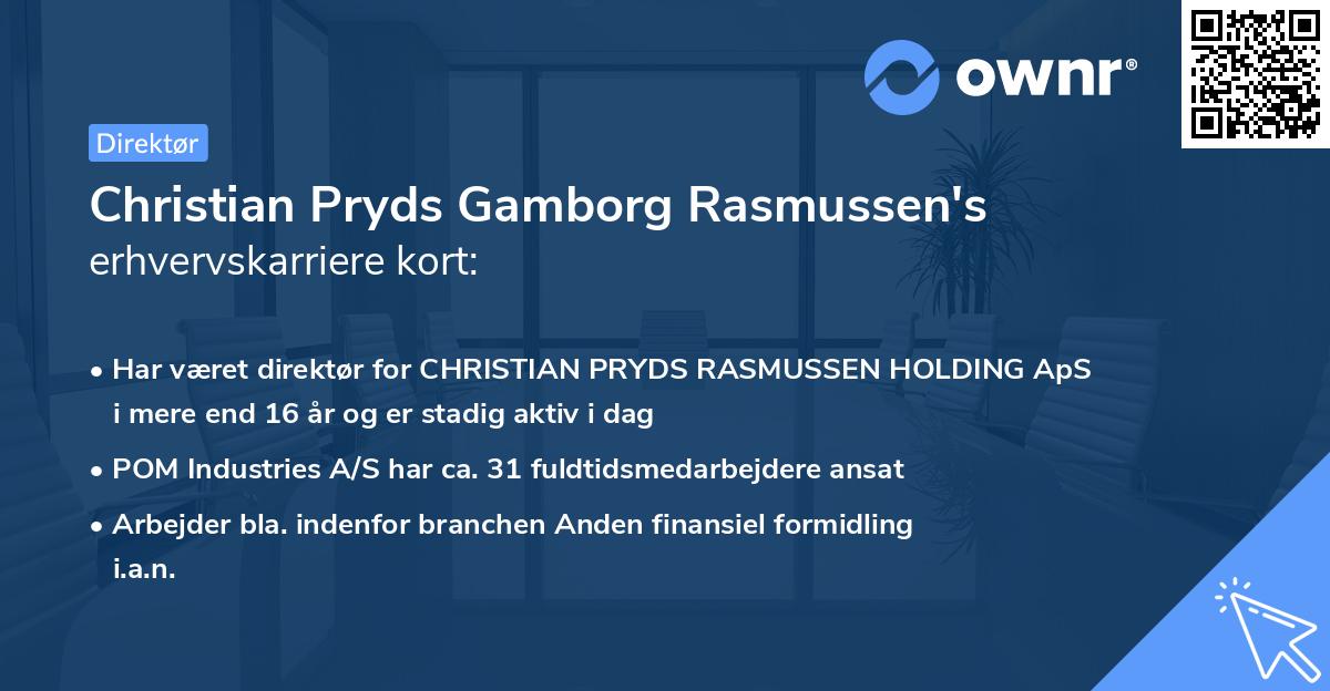 Christian Pryds Gamborg Rasmussen's erhvervskarriere kort