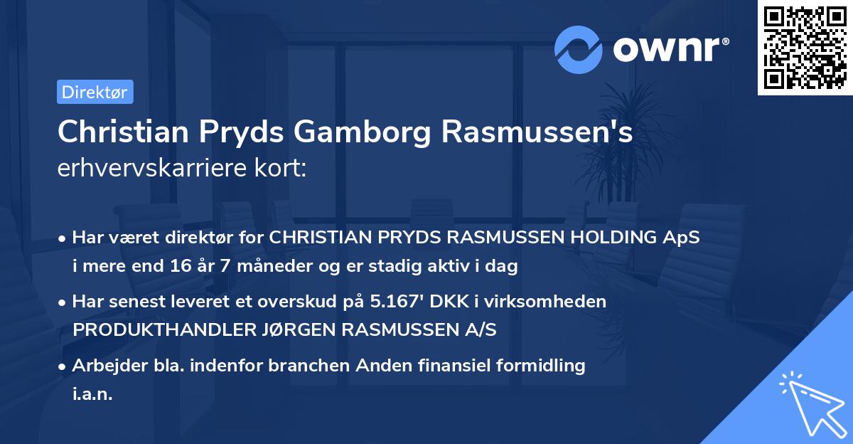 Christian Pryds Gamborg Rasmussen's erhvervskarriere kort