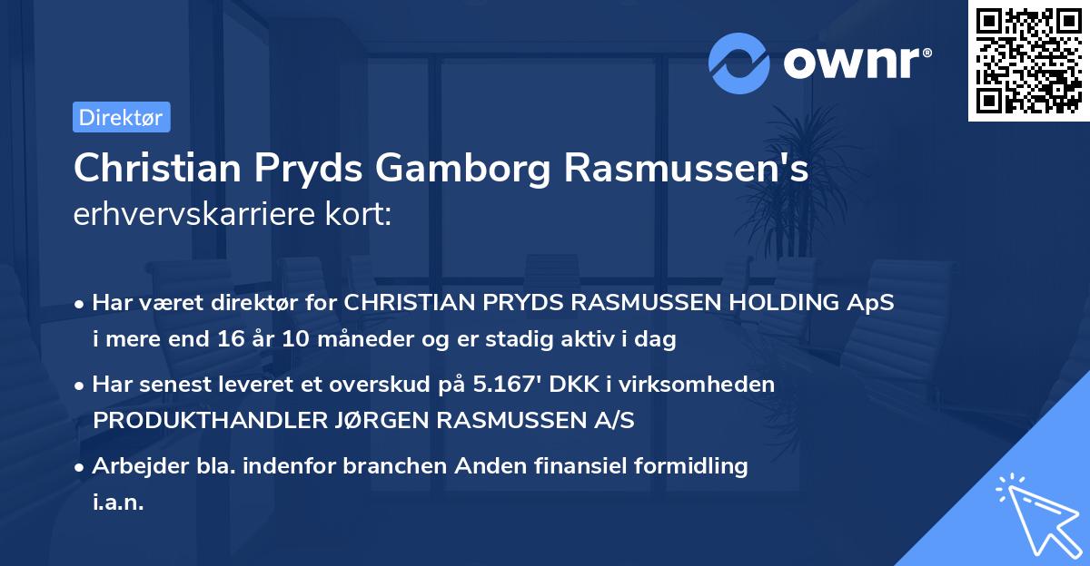 Christian Pryds Gamborg Rasmussen's erhvervskarriere kort