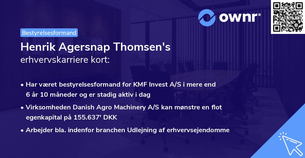 Henrik Agersnap Thomsen's erhvervskarriere kort