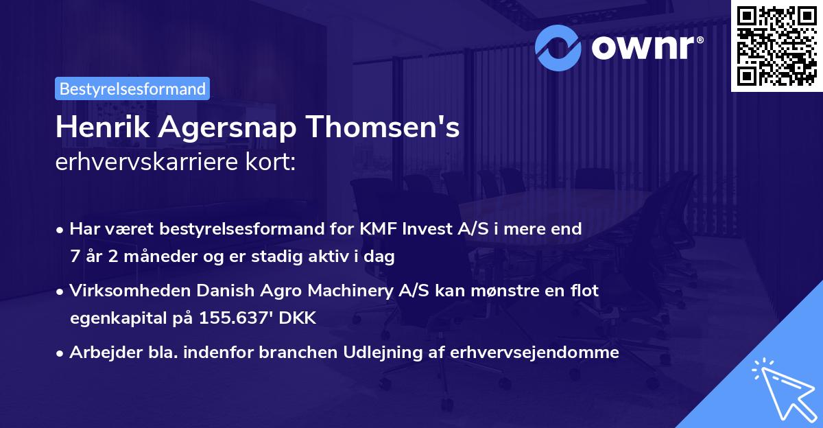 Henrik Agersnap Thomsen's erhvervskarriere kort