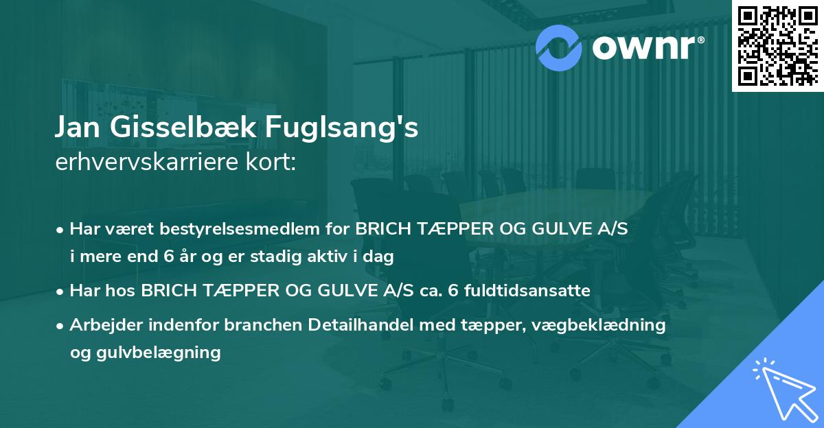 Jan Gisselbæk Fuglsang's erhvervskarriere kort