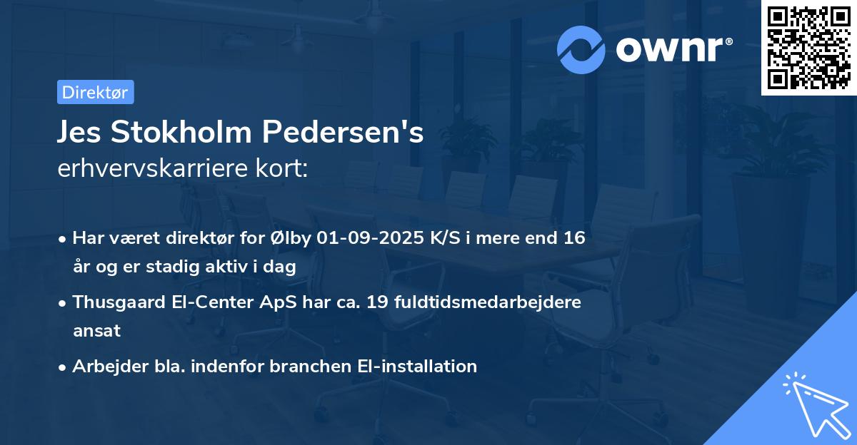 Jes Stokholm Pedersen's erhvervskarriere kort