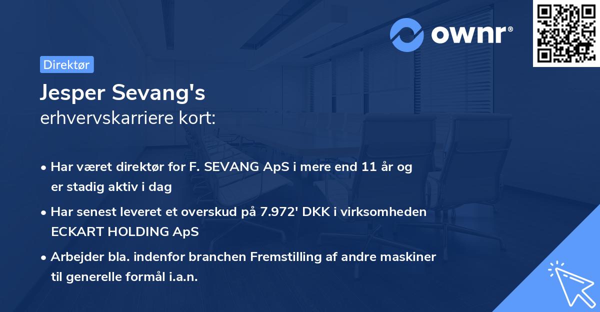 Jesper Sevang's erhvervskarriere kort