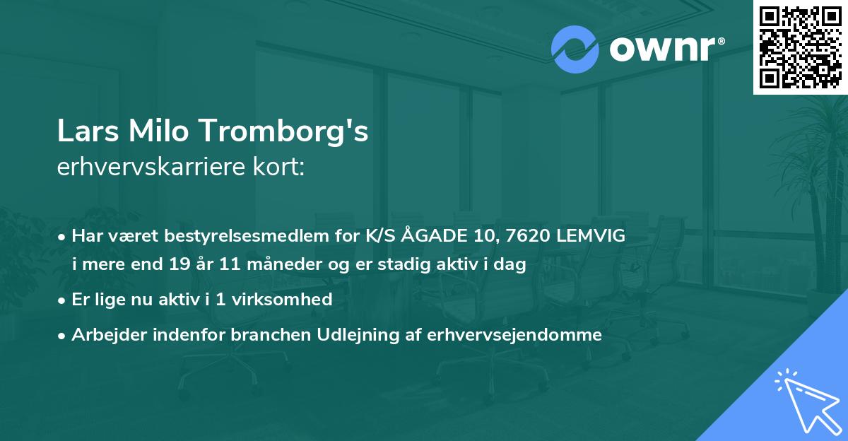 Lars Milo Tromborg's erhvervskarriere kort