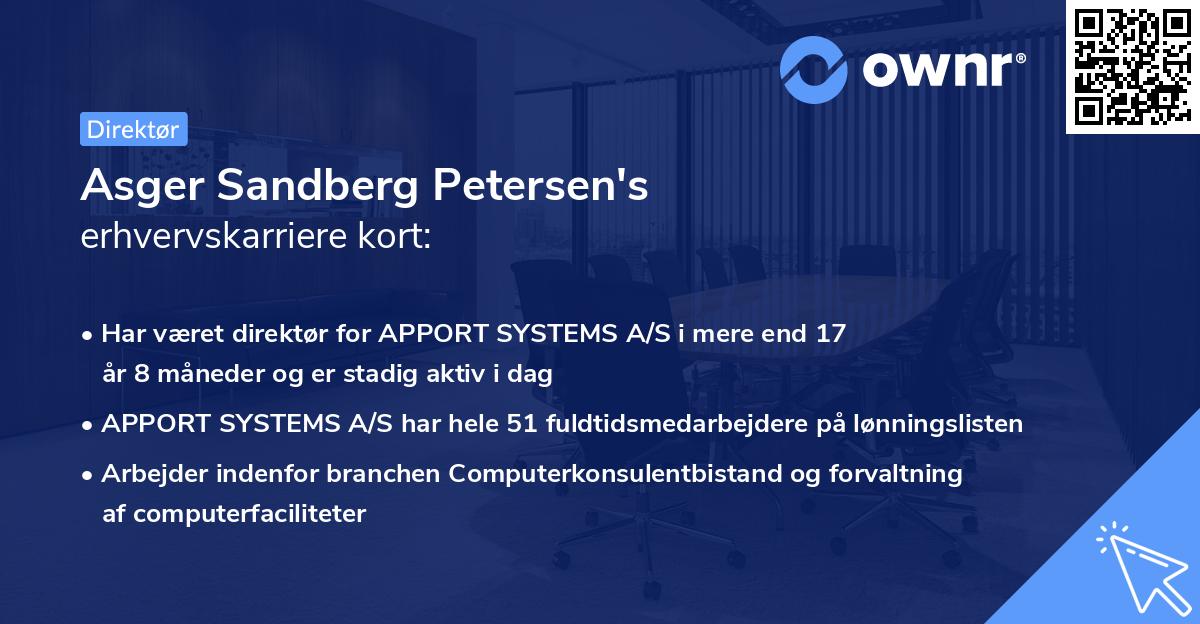 Asger Sandberg Petersen's erhvervskarriere kort