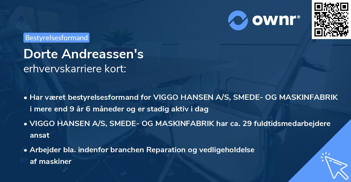 Dorte Andreassen's erhvervskarriere kort
