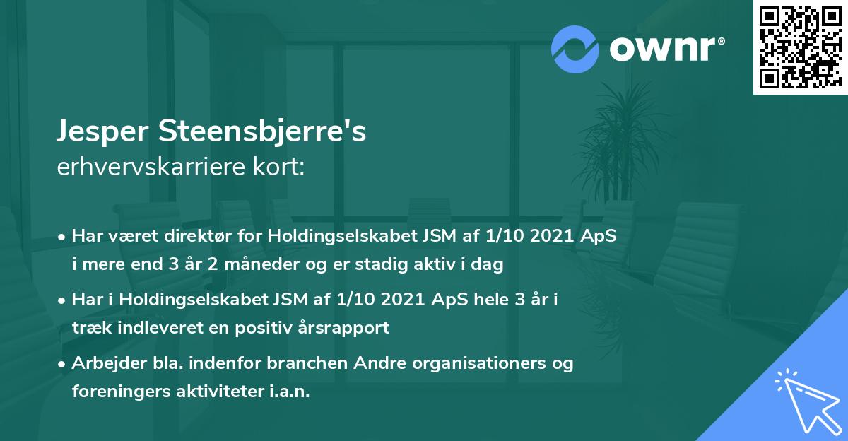 Jesper Steensbjerre's erhvervskarriere kort