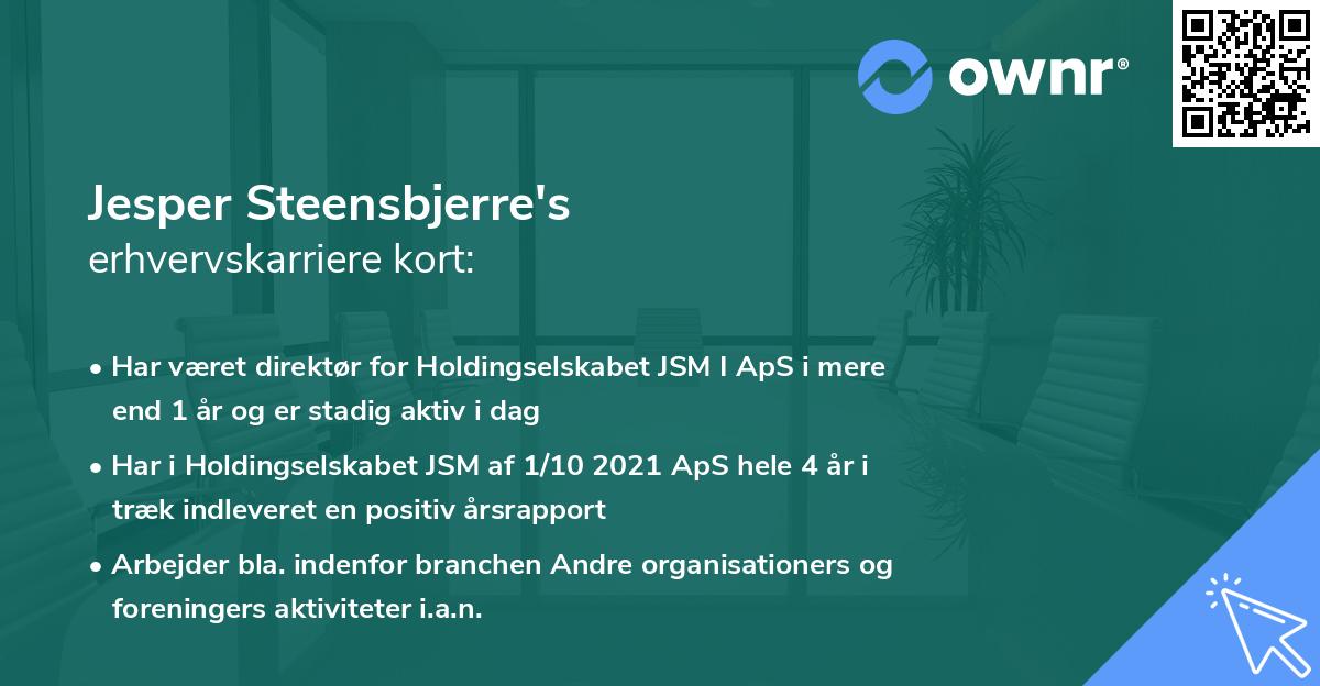 Jesper Steensbjerre's erhvervskarriere kort