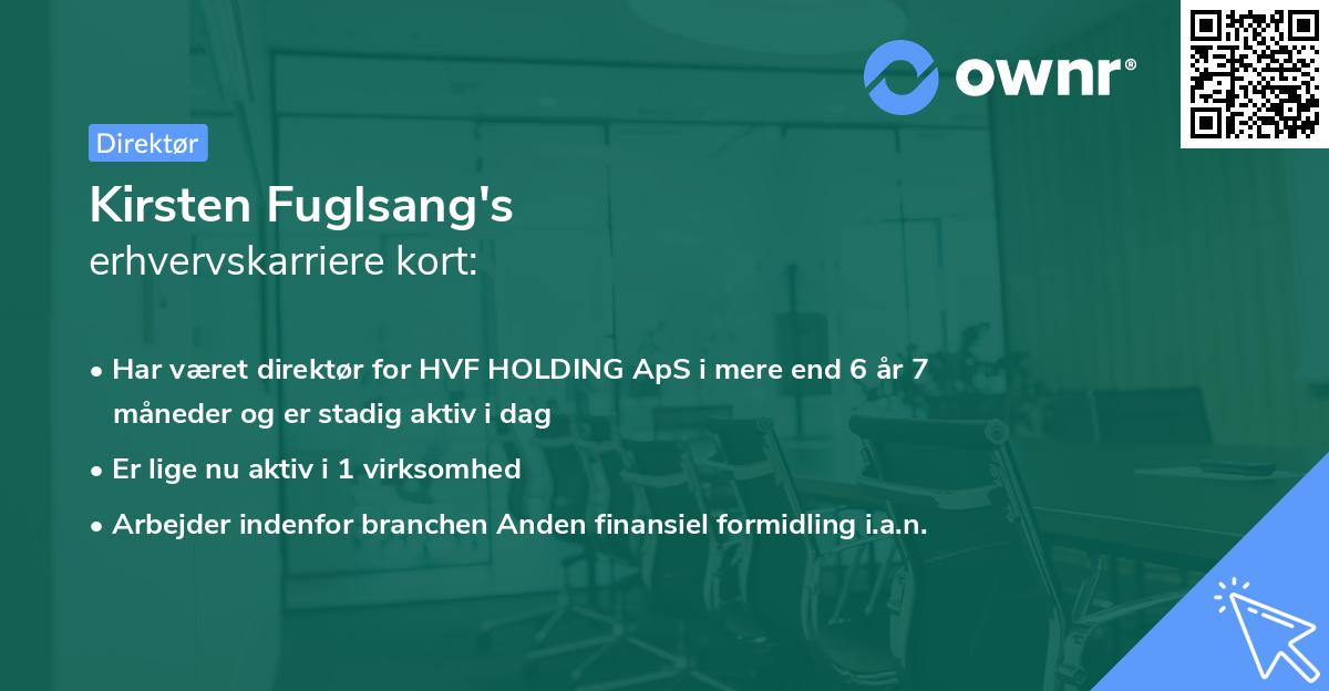 Kirsten Fuglsang's erhvervskarriere kort
