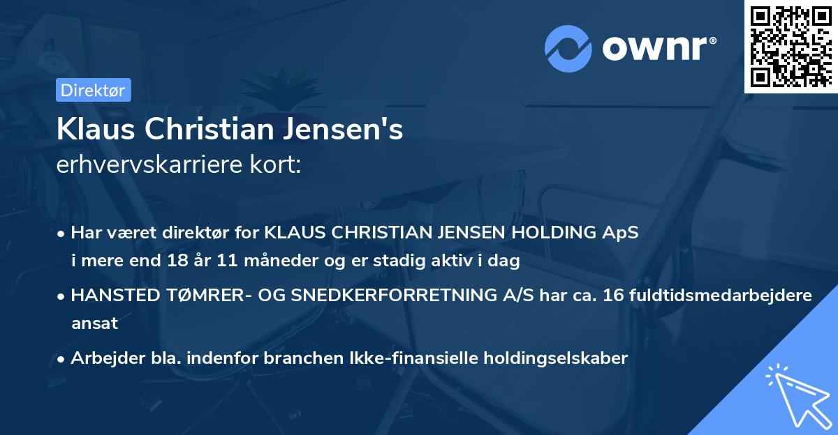 Klaus Christian Jensen's erhvervskarriere kort