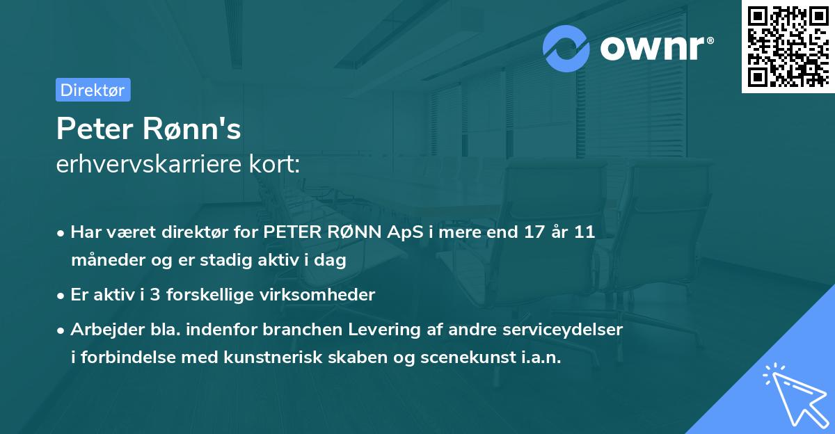 Peter Rønn's erhvervskarriere kort