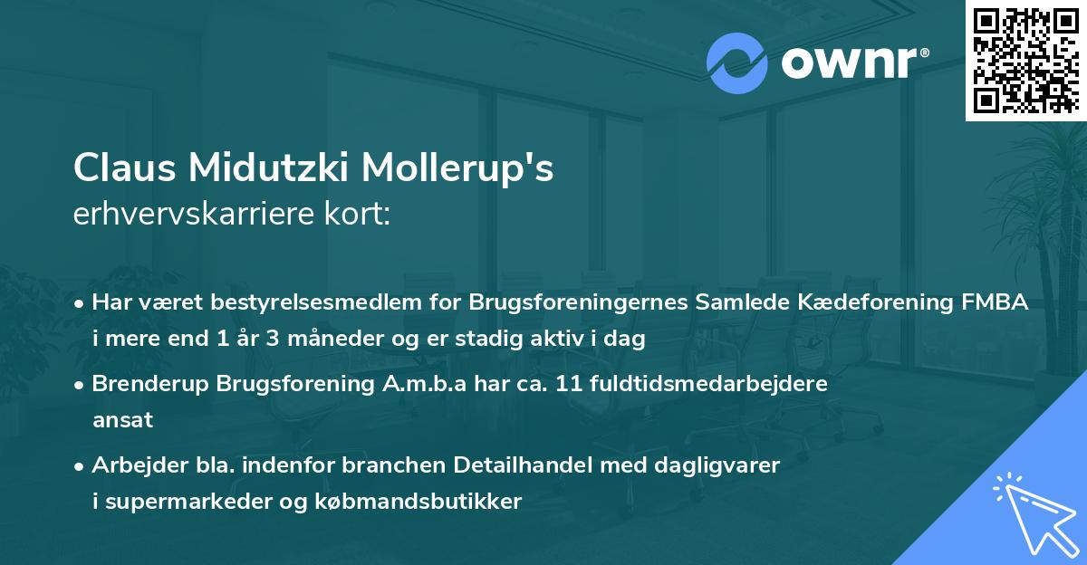 Claus Midutzki Mollerup's erhvervskarriere kort