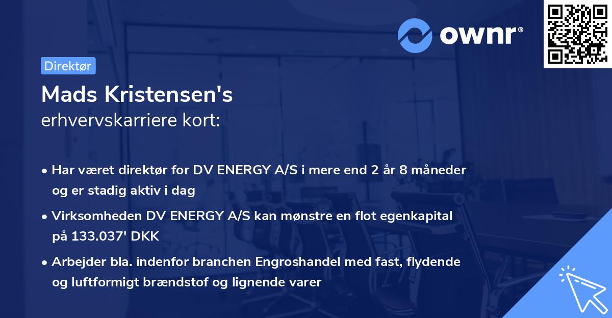 Mads Kristensen's erhvervskarriere kort