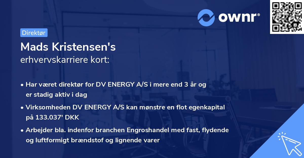 Mads Kristensen's erhvervskarriere kort