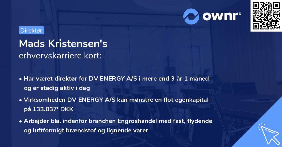 Mads Kristensen's erhvervskarriere kort