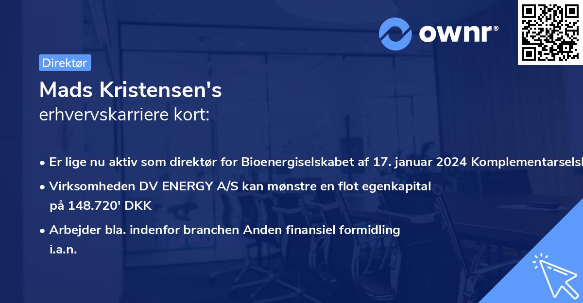 Mads Kristensen's erhvervskarriere kort