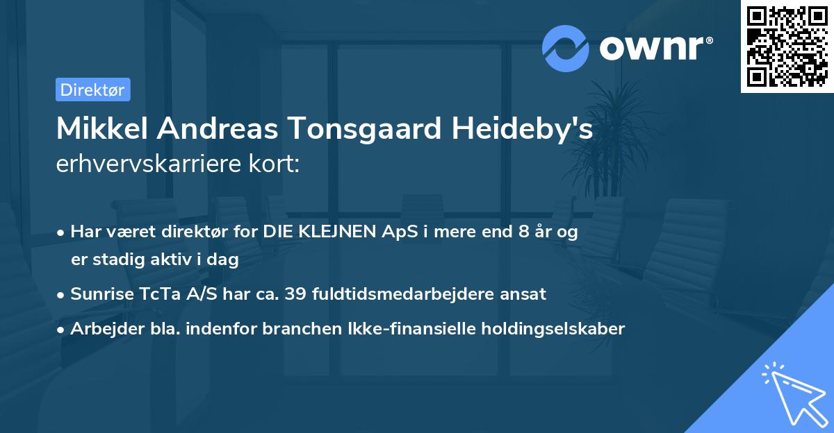 Mikkel Andreas Tonsgaard Heideby's erhvervskarriere kort