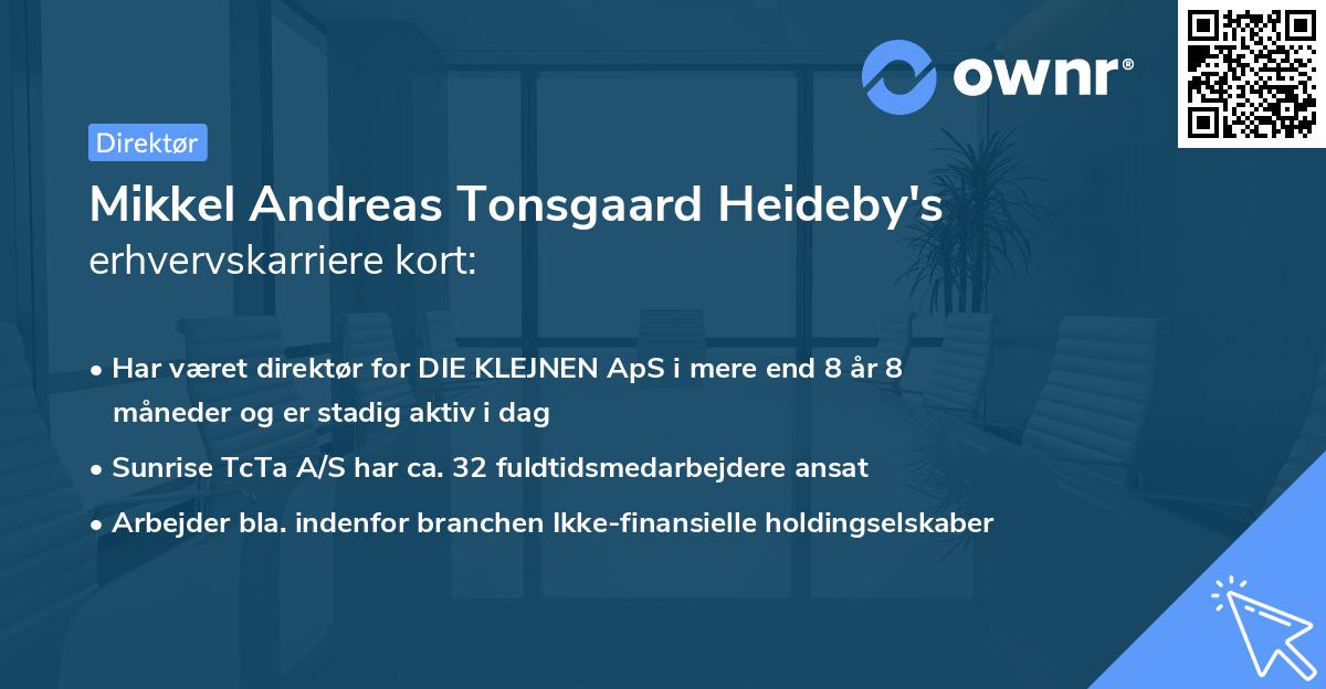 Mikkel Andreas Tonsgaard Heideby's erhvervskarriere kort