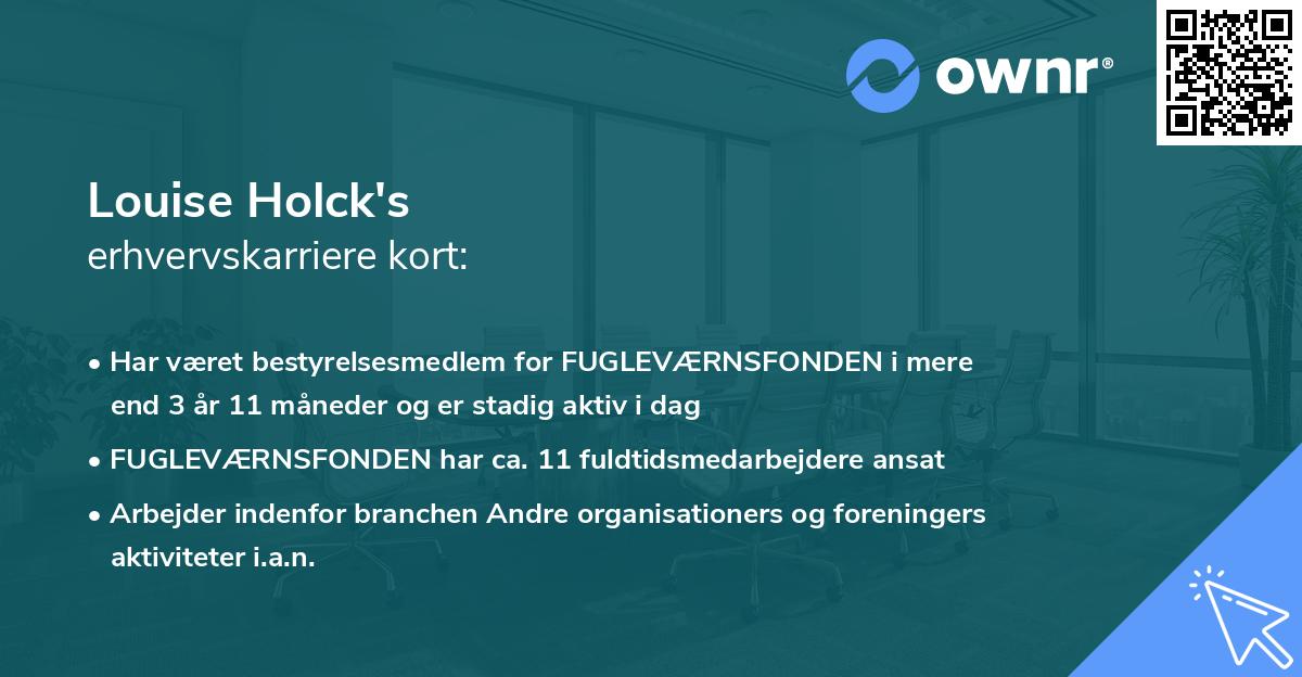 Louise Holck's erhvervskarriere kort