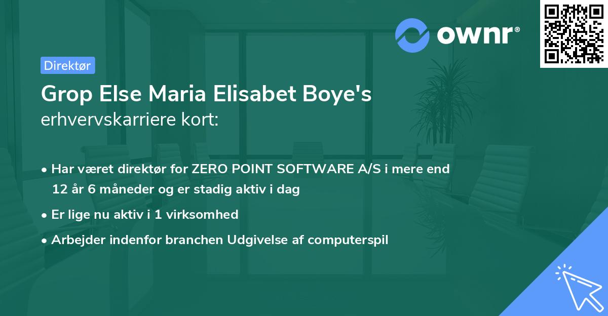 Grop Else Maria Elisabet Boye's erhvervskarriere kort