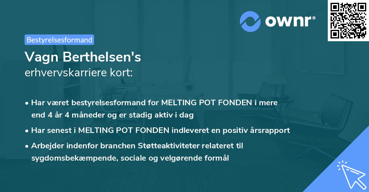 Vagn Berthelsen's erhvervskarriere kort