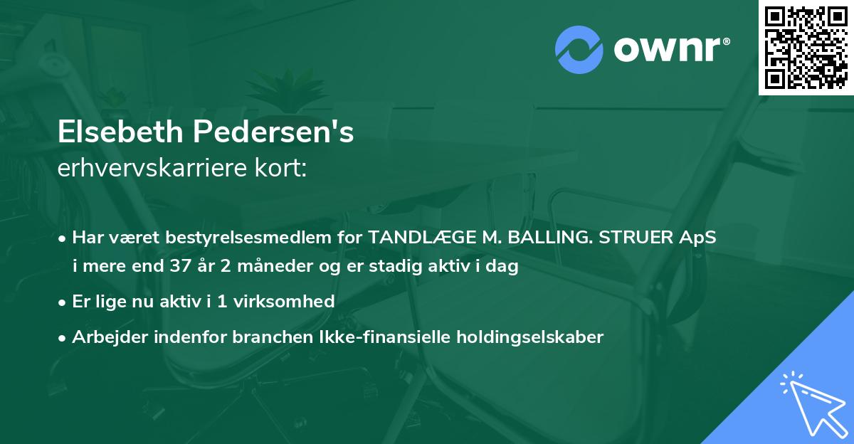 Elsebeth Pedersen's erhvervskarriere kort