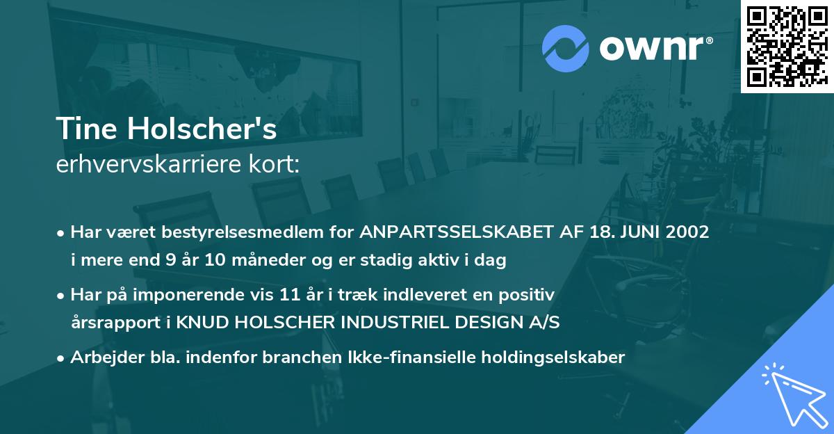 Tine Holscher's erhvervskarriere kort