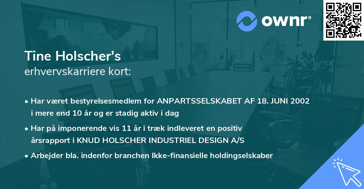 Tine Holscher's erhvervskarriere kort