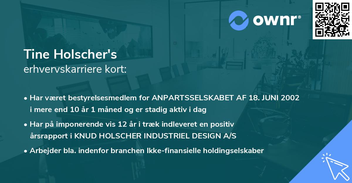 Tine Holscher's erhvervskarriere kort