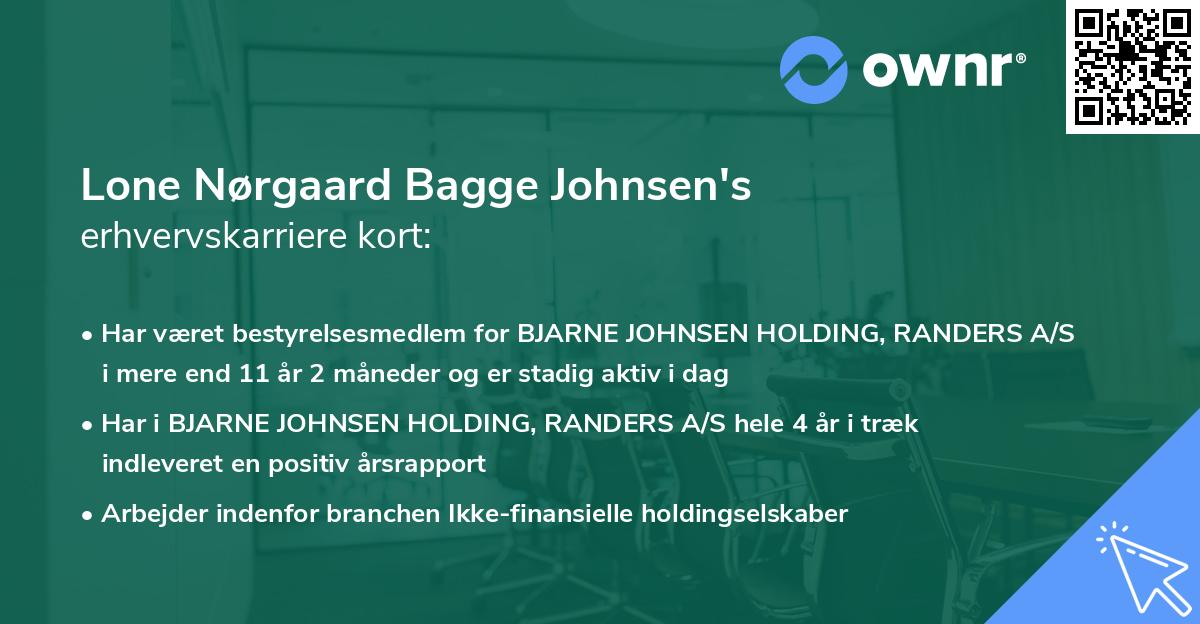 Lone Nørgaard Bagge Johnsen's erhvervskarriere kort