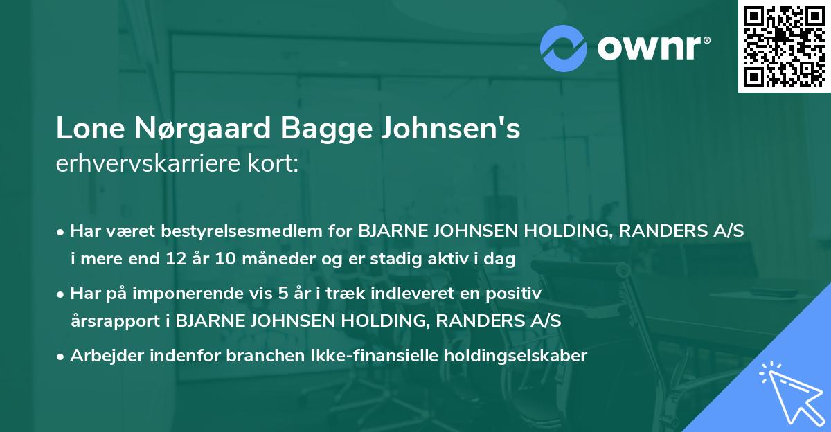Lone Nørgaard Bagge Johnsen's erhvervskarriere kort