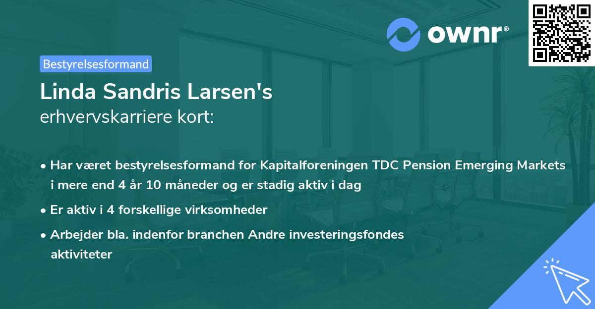 Linda Sandris Larsen's erhvervskarriere kort