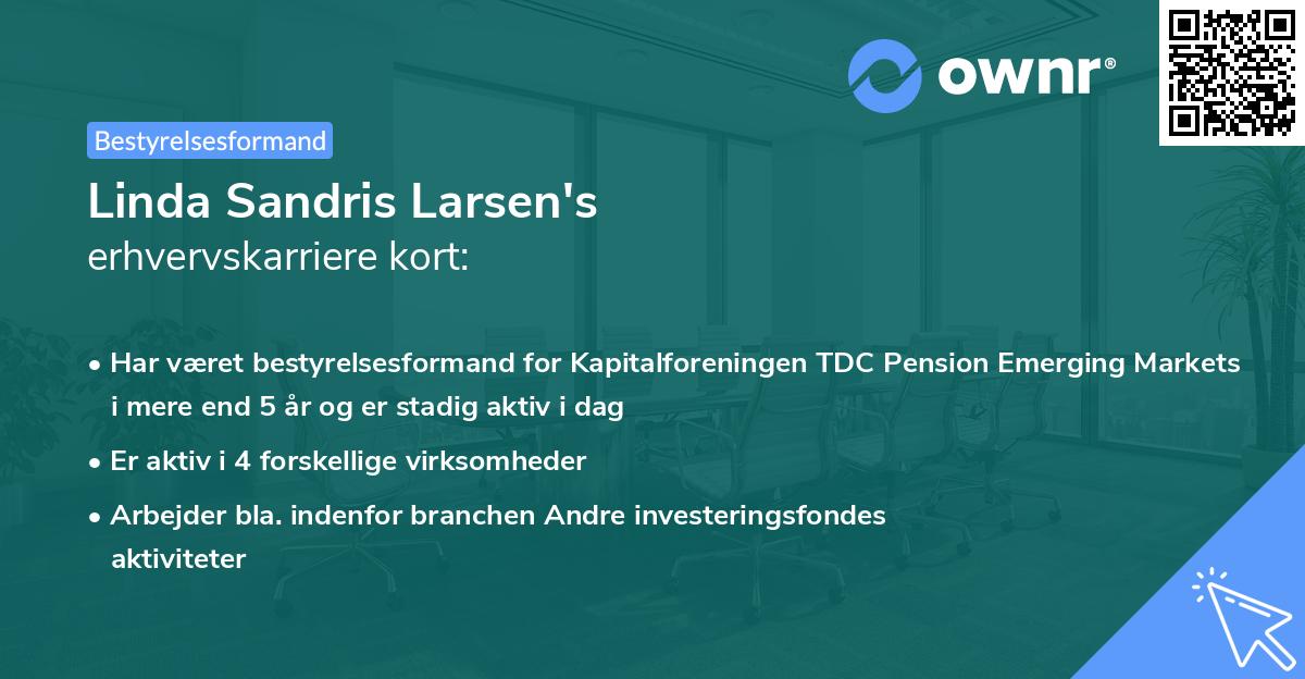 Linda Sandris Larsen's erhvervskarriere kort