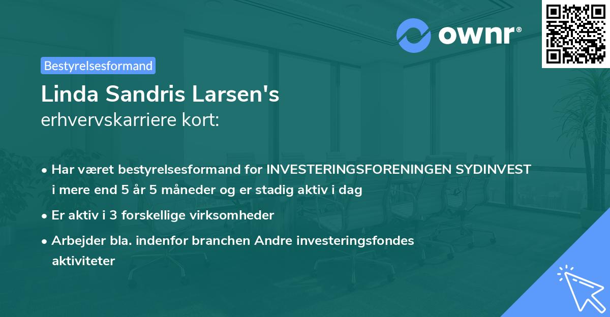 Linda Sandris Larsen's erhvervskarriere kort