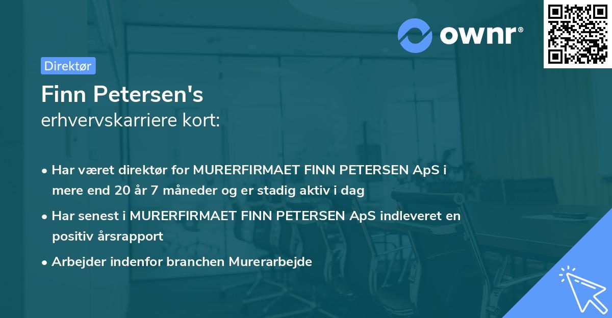Finn Petersen's erhvervskarriere kort