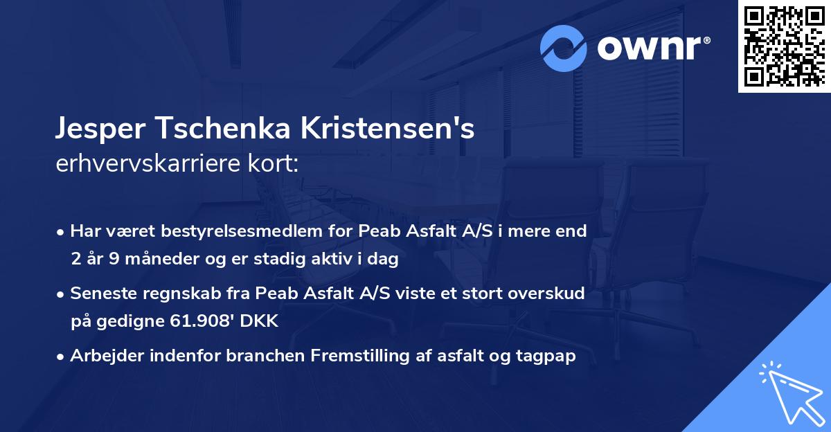 Jesper Tschenka Kristensen's erhvervskarriere kort
