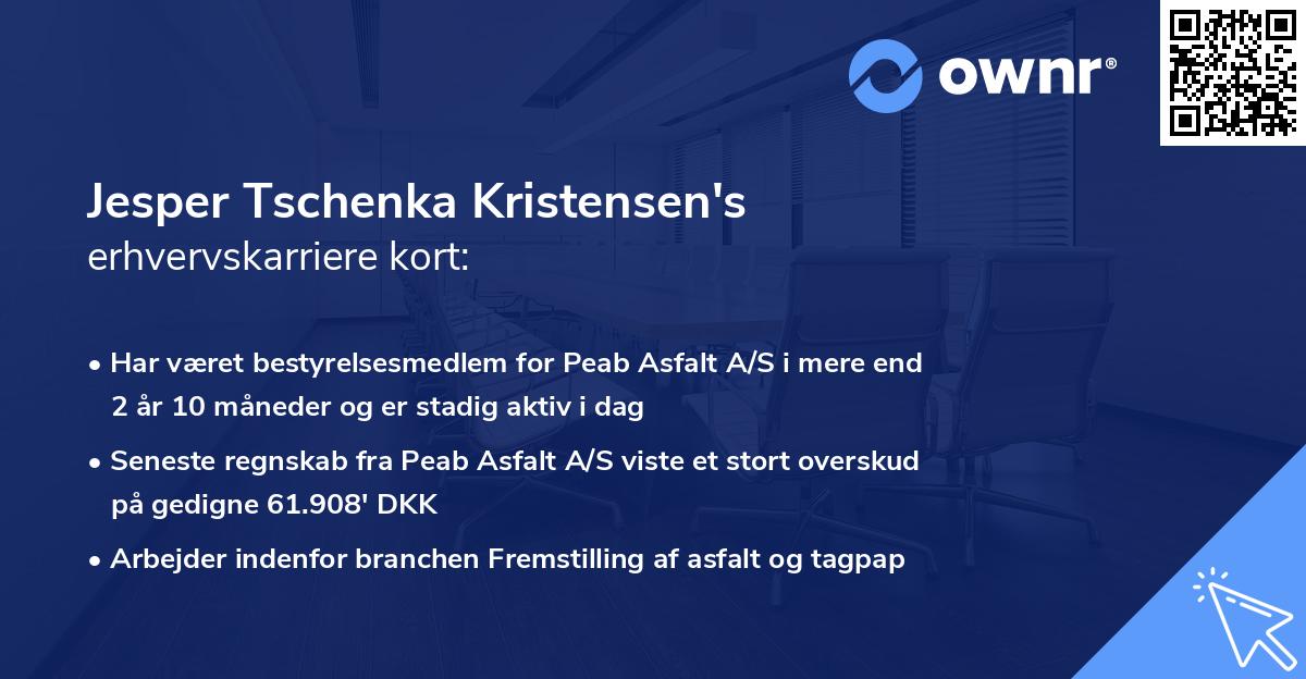 Jesper Tschenka Kristensen's erhvervskarriere kort