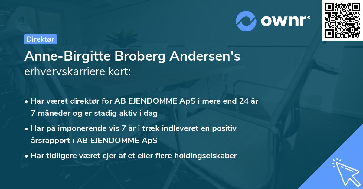 Anne-Birgitte Broberg Andersen's erhvervskarriere kort