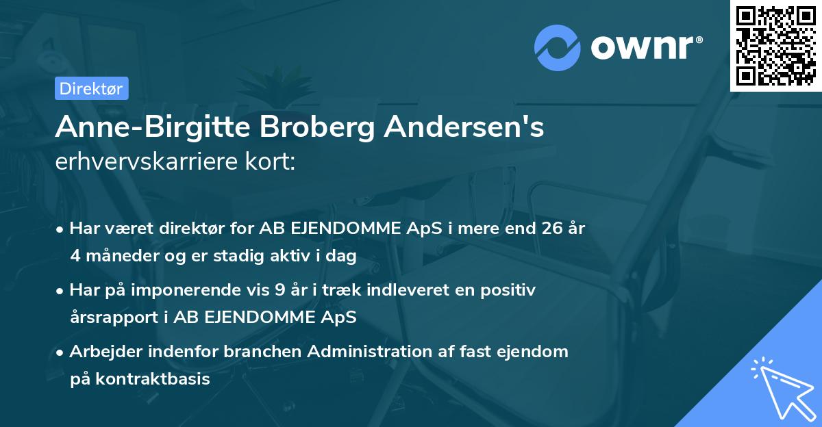 Anne-Birgitte Broberg Andersen's erhvervskarriere kort