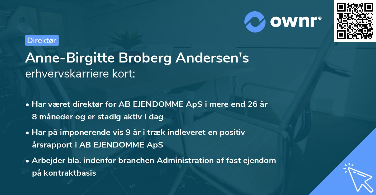 Anne-Birgitte Broberg Andersen's erhvervskarriere kort