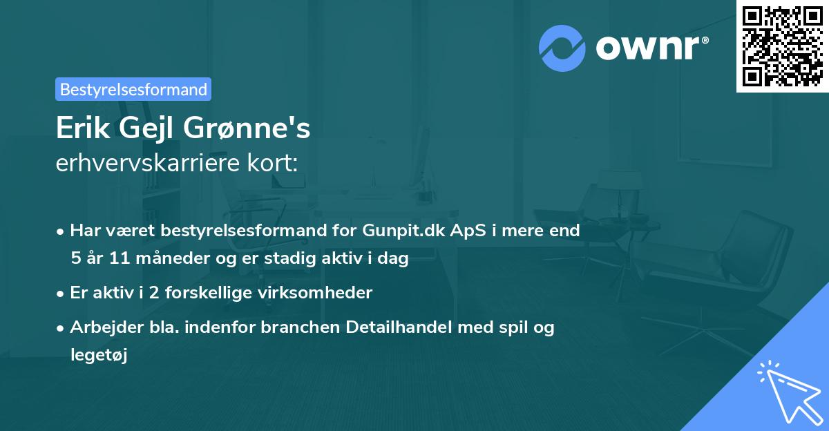 Erik Gejl Grønne's erhvervskarriere kort