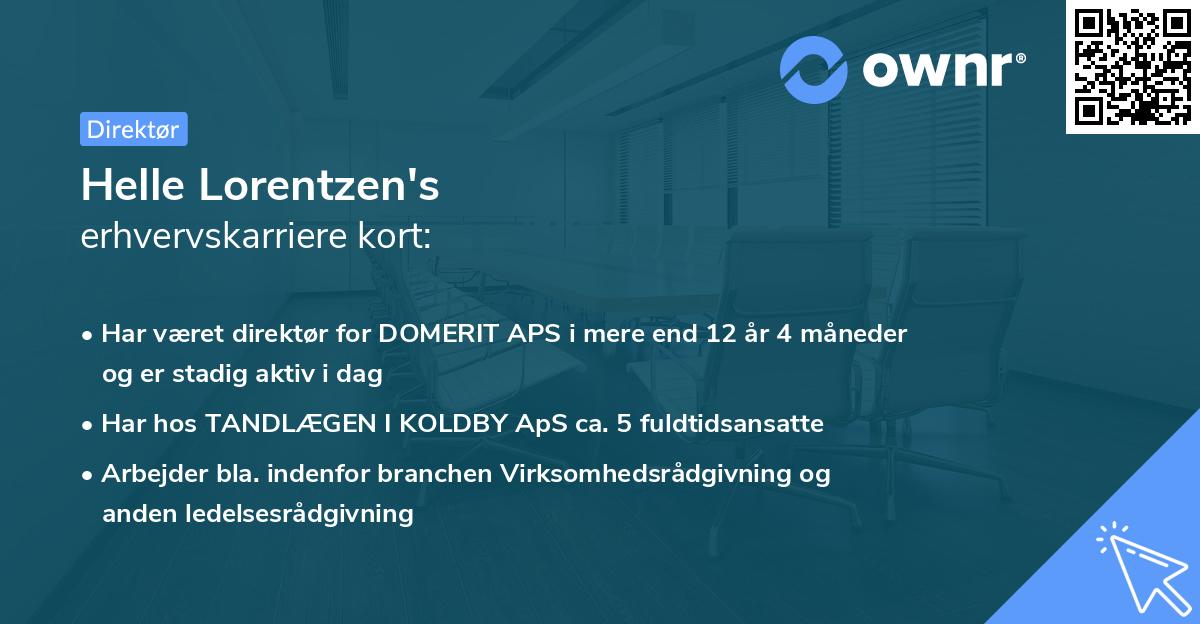 Helle Lorentzen's erhvervskarriere kort
