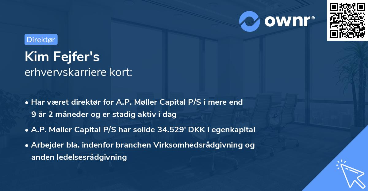 Kim Fejfer's erhvervskarriere kort