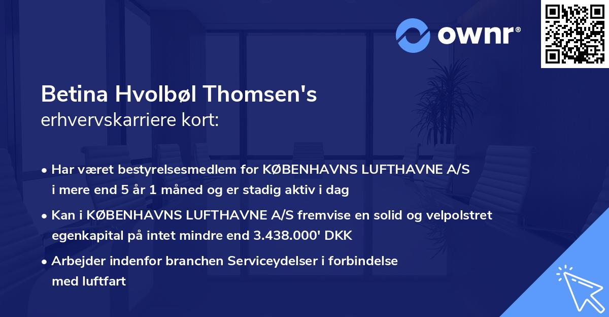 Betina Hvolbøl Thomsen's erhvervskarriere kort