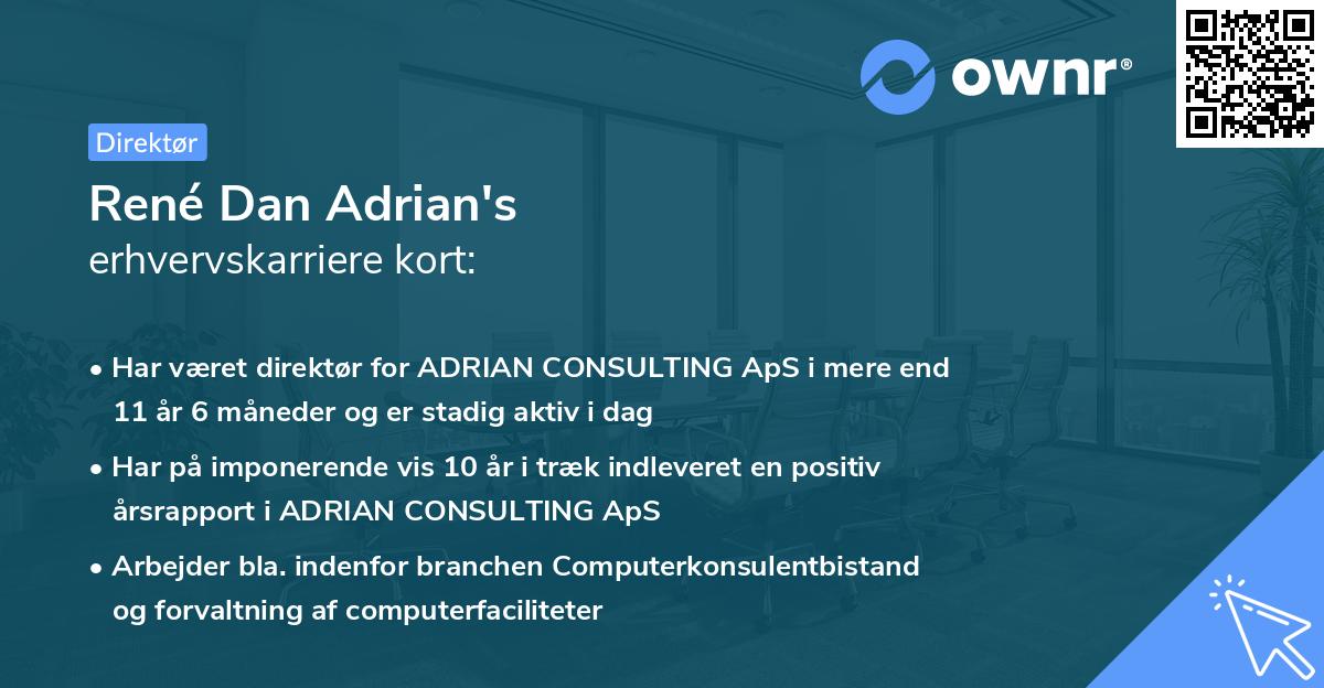 René Dan Adrian's erhvervskarriere kort