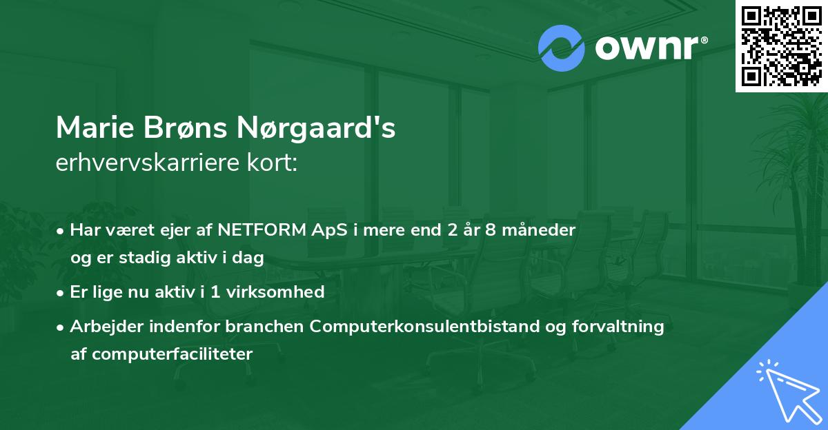 Marie Brøns Nørgaard's erhvervskarriere kort