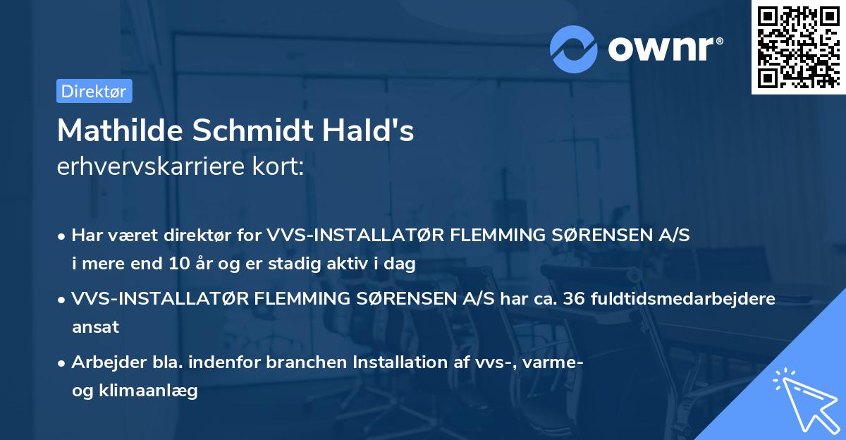 Mathilde Schmidt Hald's erhvervskarriere kort